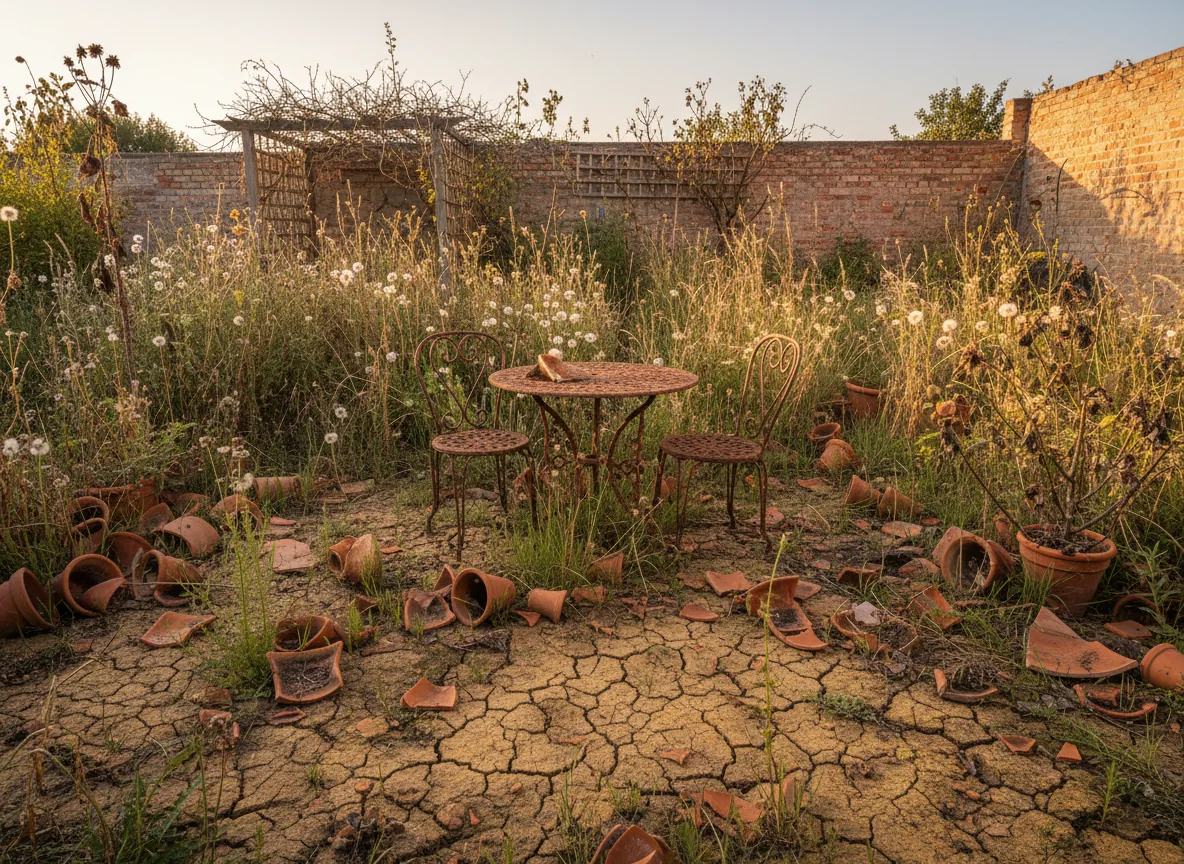 Jardín descuidado antes
